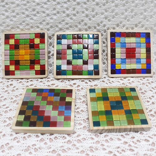 원목 타일 컵받침_쇼핑백 포함