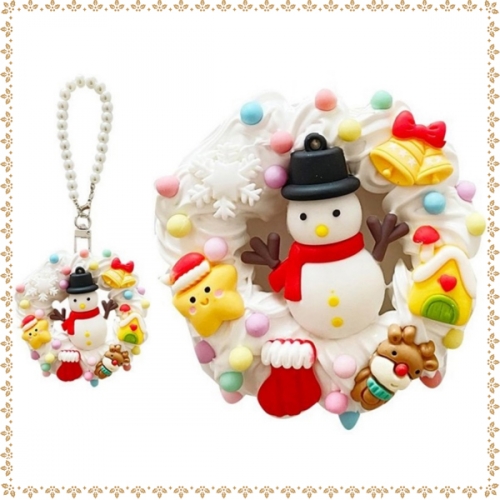 화이트 눈사람 진주 키링