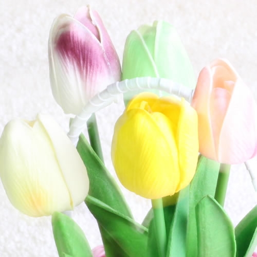 튤립 리본 꽃바구니