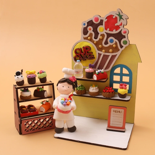 우드 DIY 컵케이크 가게 클레이세트 미니어처 만들기 클레이포함 장식 음식 꾸미기 소품