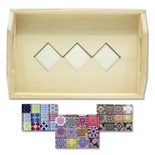 원목 트레이 모자이크 타일