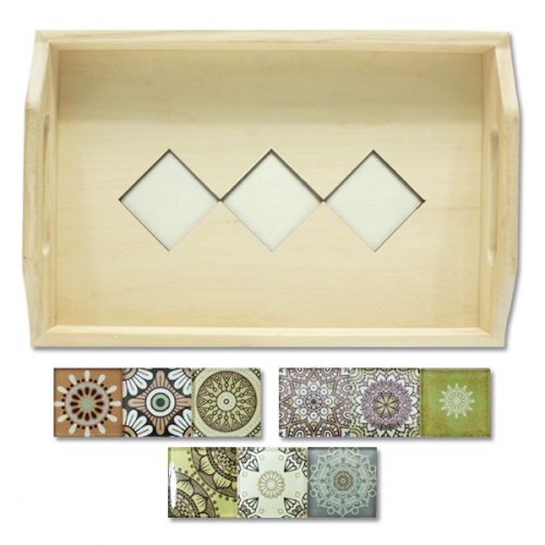 원목 트레이 모자이크 타일
