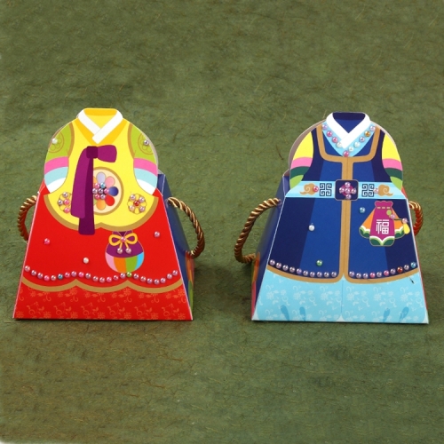 설 추석 전통 한복 모양 종이 복주머니 가방 만들기 (4개입)