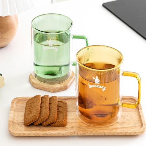 홈애니 컬러 이중 내열유리컵 380ml (6가지color 택1)