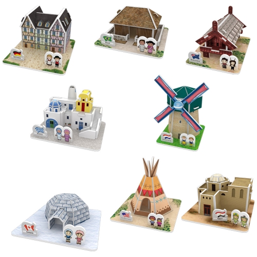 [Maskot Almacen] 우드락 3D 입체퍼즐 만들기 (세계전통가옥 - 미니세트 )