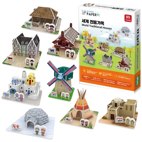 [Maskot Almacen] 우드락 3D 입체퍼즐 만들기 (세계전통가옥 - 미니세트 )