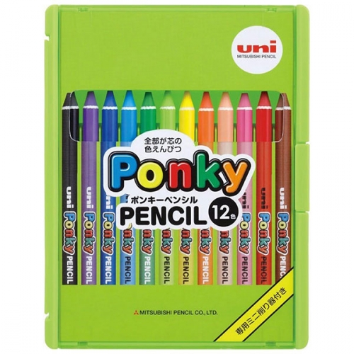미쯔비시 유니 폰키 펜슬 색연필 12색 세트 (K800PK12CLT/PONKY 12C)