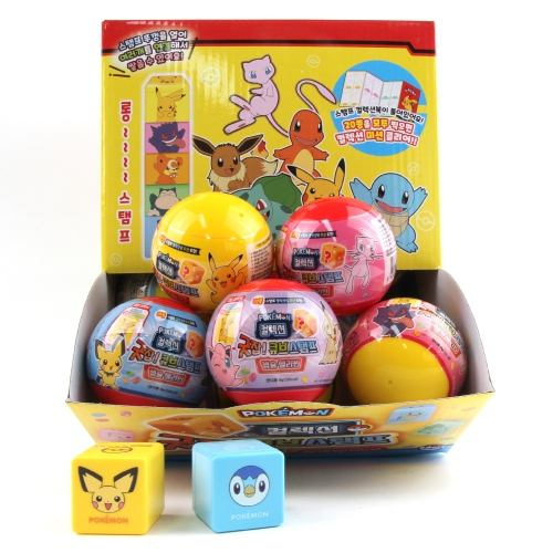 포켓몬스터 큐브 스탬프 캡슐 젤리빈 캐릭터 도장 칭찬도장 24개세트