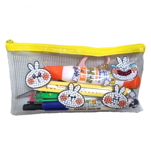 [감성쫑이]귀요미 보석십자수 투명 파우치