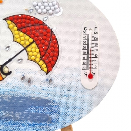 [감성쫑이]귀요미 보석십자수 온도계 액자