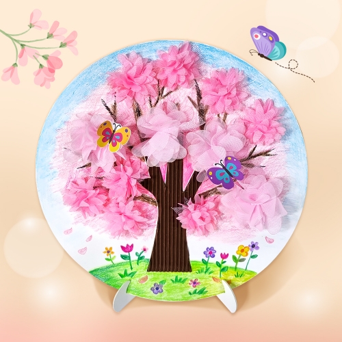 만들기 봄 벚꽃 나무 입체 원형 액자 (4인용)