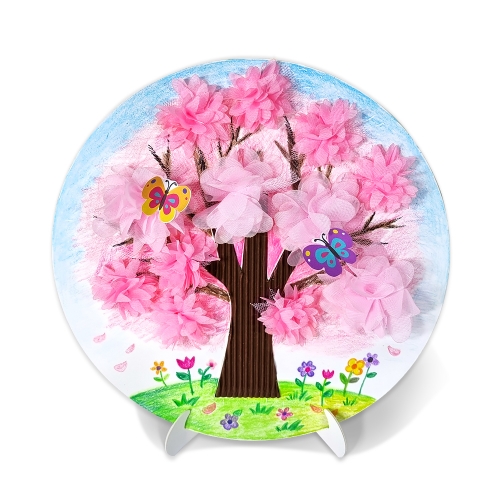 만들기 봄 벚꽃 나무 입체 원형 액자 (4인용)