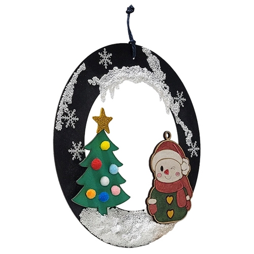 [키즈킹] 크리스마스 눈사람트리 하드보드 리스 만들기