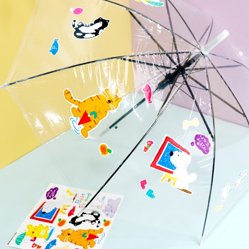 메이크문구 M169 스티커우산꾸미기 강아지고양이