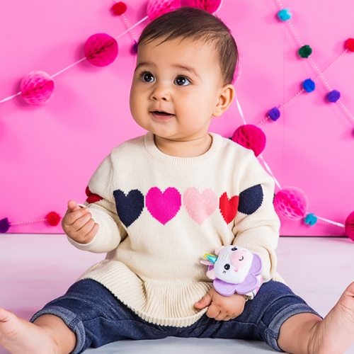 [브라이트스타트] 손목자연 딸랑이 핑크 동물 팔찌