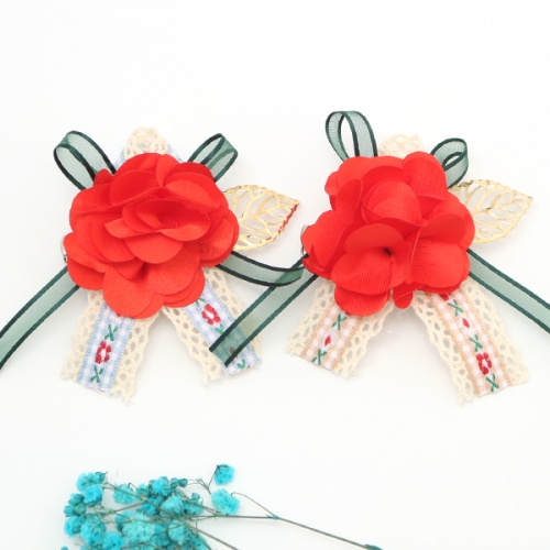 카네이션 자수리본 코사지