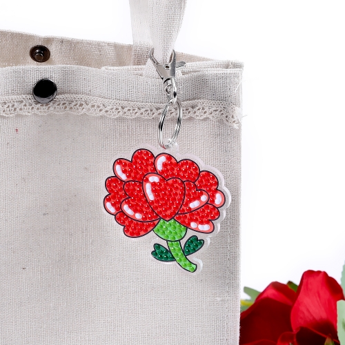 하트 카네이션 보석십자수 키링