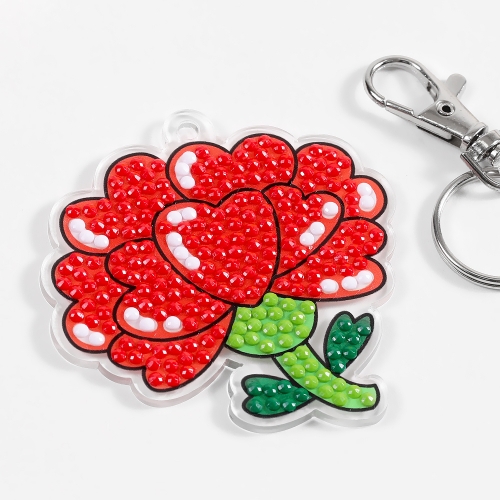 하트 카네이션 보석십자수 키링