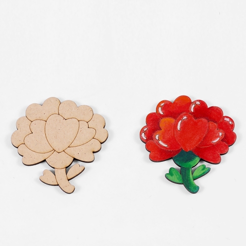 하트 카네이션 팬시우드 브로치