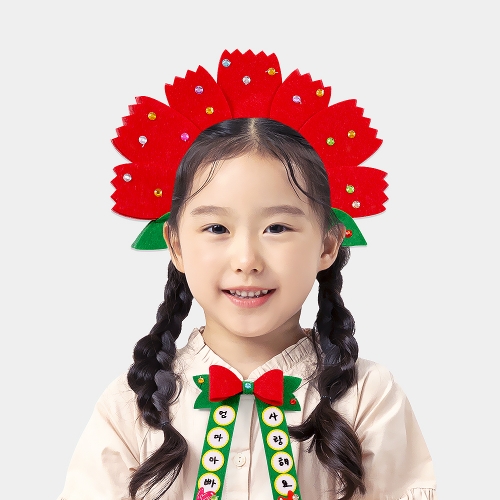 카네이션 펠트 머리띠 목걸이 세트