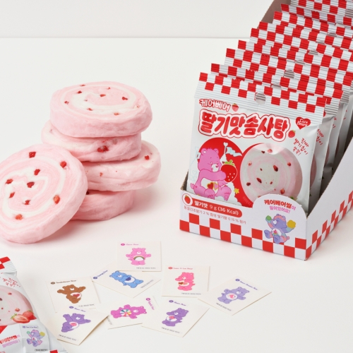 [스낵스] 케어베어 솜사탕 1P 2종 선택구매 (슈가크러쉬/딸기맛) + 띠부실1장 간식 선물 생일