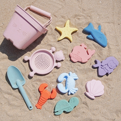 실리콘 모래놀이 11pcs 세트 소프트 샌드토이 모래삽 접이식 올인원