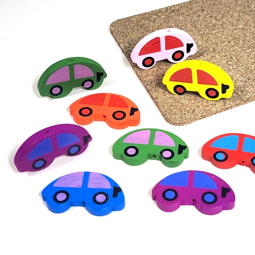 [탑키드] 우드 자동차 비즈 대형 (30개 약3.5cm)