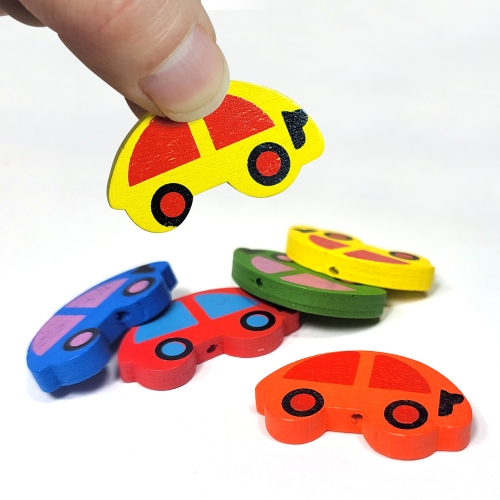 [탑키드] 우드 자동차 비즈 대형 (30개 약3.5cm)