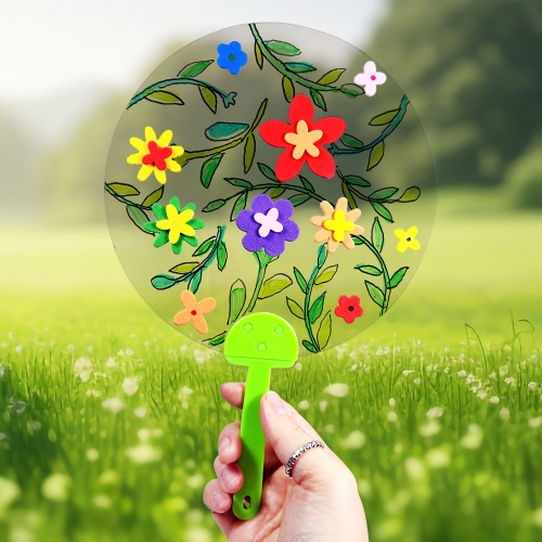 [탑키드] 만들기 꽃 EVA 스티커 투명 부채 (5인용)