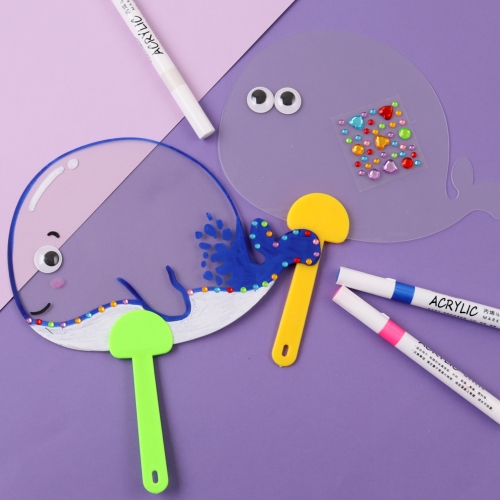 [아이디몬] 투명 모양 부채 만들기 세트 꾸미기 DIY 여름 PVC 미니 미술수업