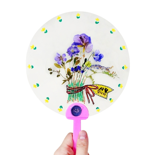 [탑키드] 만들기 압화 스티커 투명 부채 (5인용)