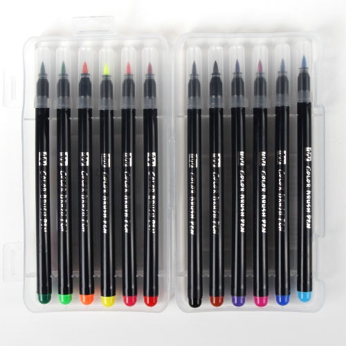 컬러 붓펜 세트 12색 드로잉 캘리그라피 브러쉬펜