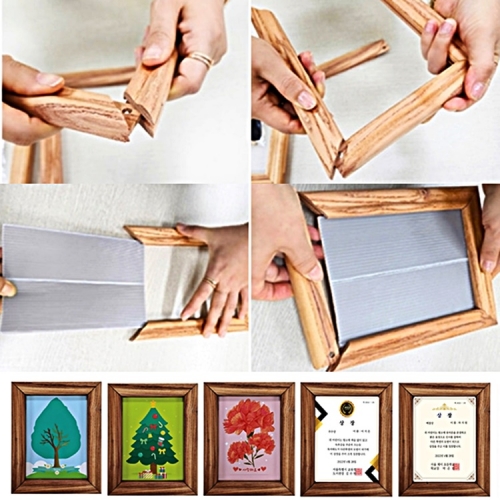 DIY 이지플립 뚝딱 조립 액자 참죽나무 원목 다용도 퍼즐 액자 사진 상장 조립식 액자