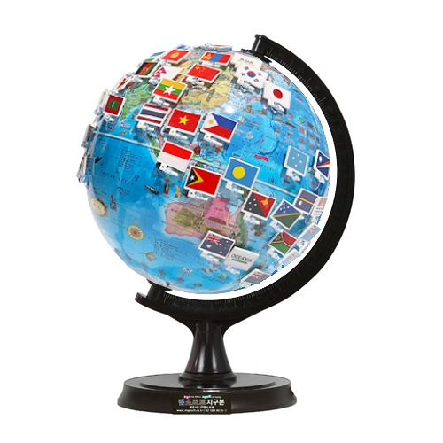 30cm 블루 오션 지구본+만국기뽁