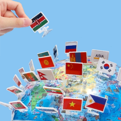 30cm 블루 오션 지구본+만국기뽁