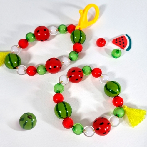 만들기 DIY 여름 수박 비즈 팔찌 키링 (5인용)