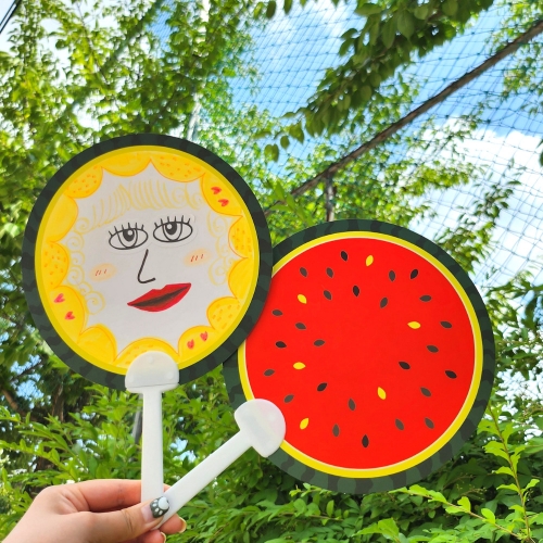 수박 부채 만들기 눈코입 스티커 세트