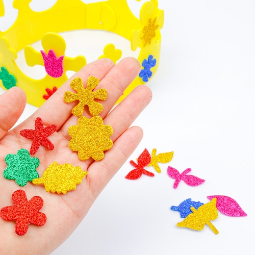 [대원피앤피] EVA 스티커 반짝이 꽃 모양 봄 꾸미기 만들기 재료(소포장/덕용)