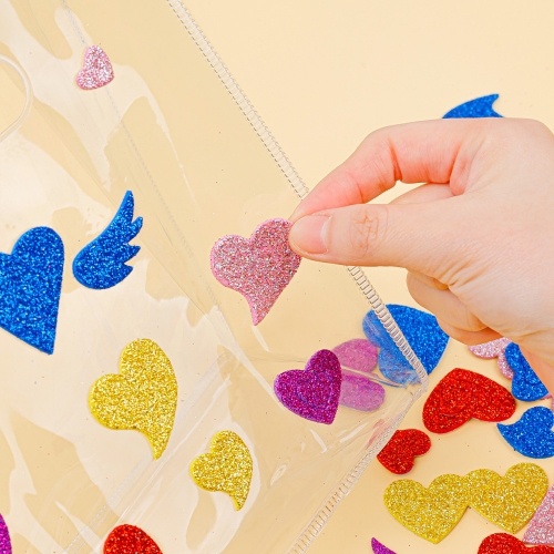 [대원피앤피] EVA 스티커 반짝이 하트 모양 꾸미기 만들기 재료(소포장/덕용)