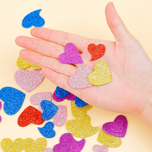 [대원피앤피] EVA 스티커 반짝이 하트 모양 꾸미기 만들기 재료(소포장/덕용)