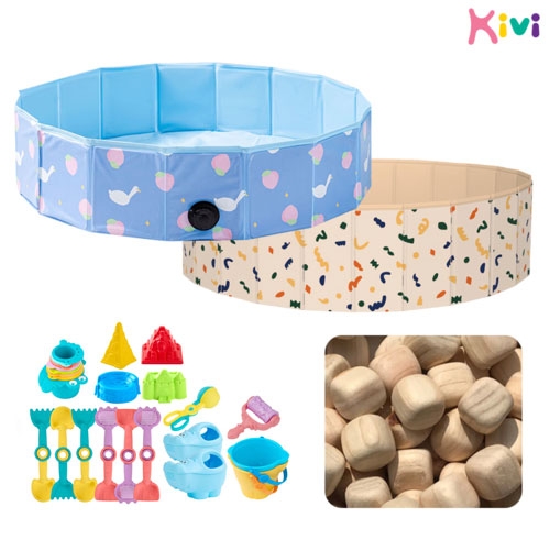 [키즈비전] 리얼 편백나무 큐브  모래놀이 풀세트