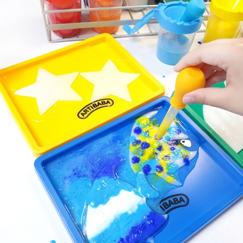 스포이드 물감놀이 솜 모양 나비/꽃/물고기/자동차/원/육각형/하트/별/나뭇잎/나무/눈/오리/사람 (13종 택1)