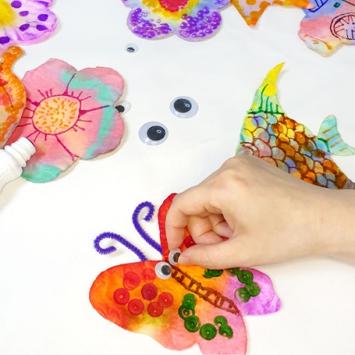 스포이드 물감놀이 솜 모양 나비/꽃/물고기/자동차/원/육각형/하트/별/나뭇잎/나무/눈/오리/사람 (13종 택1)