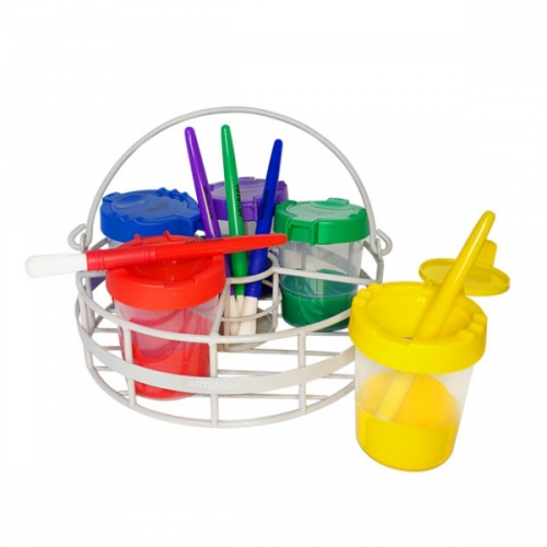 페인트컵 5색 10색 캐디 (2종 택1) 컵 붓 미포함 물감 물통 수납바구니