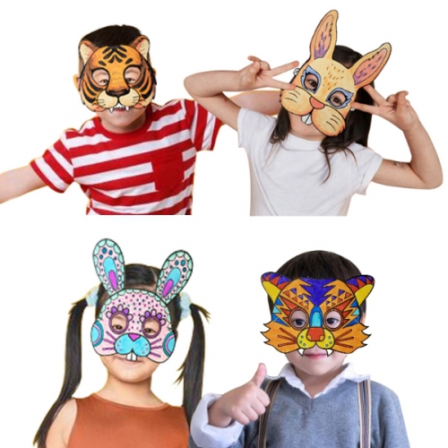 할로윈 칼라링 마스크 1매 호박/해골/토끼/호랑이/패턴토끼/패턴호랑이 (6종 택1) 가면 만들기 색칠