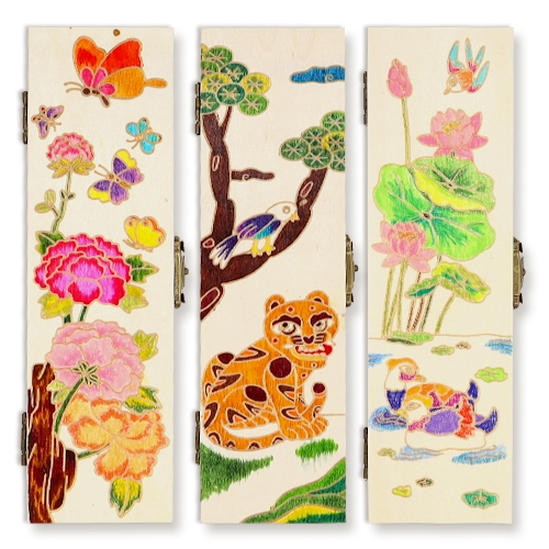 [하하당] 전통 민화 나무 필통 (3종 택1)