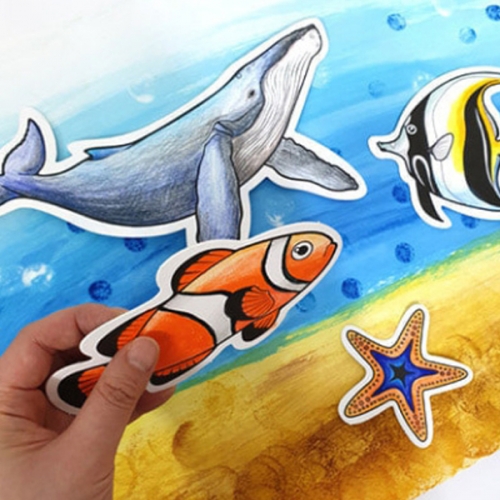 칼라링보드 열대어/고래 (2종 택1) 미술 바다동물 만들기 도안