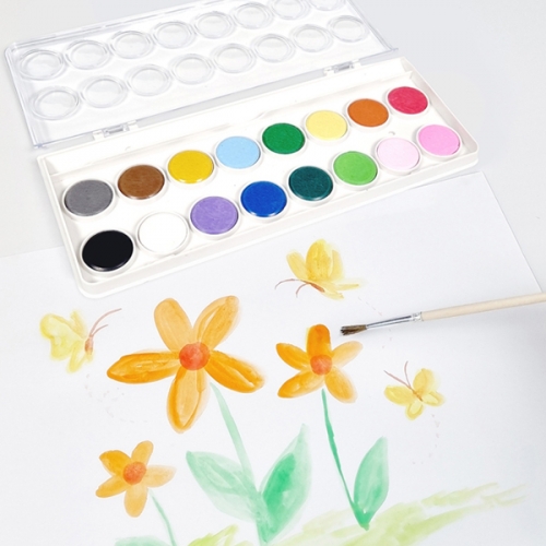 고체물감 16색 미술 수채물감 붓