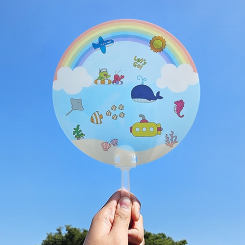 [오늘놀이] 무지개 바다 투명 부채 꾸미기(투명 스티커 포함/KC인증)