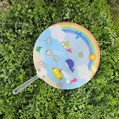 [오늘놀이] 무지개 바다 투명 부채 꾸미기(투명 스티커 포함/KC인증)